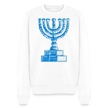 Menorah le chandelier à sept branches, judaïsme d’Israël - Pull Premium bio Homme - blanc - Devant - Thijin (182cm)