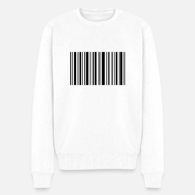 Blanko Barcode - Männer Premium Bio Pullover - Weiß