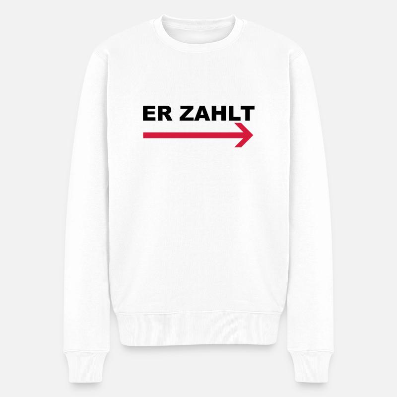 er zahlt - Männer Premium Bio Pullover - Weiß