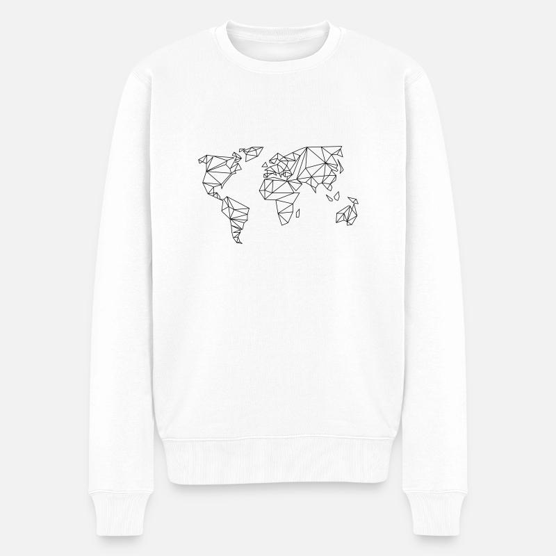 Weltkarte - Männer Premium Bio Pullover - Weiß