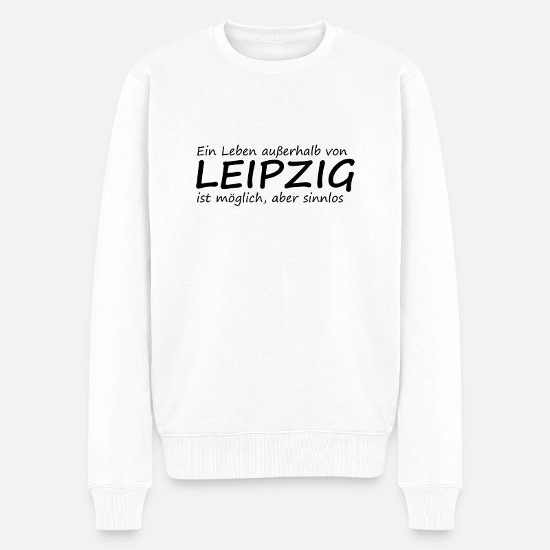 Leben außerhalb Leipzigs - Männer Premium Bio Pullover - Weiß