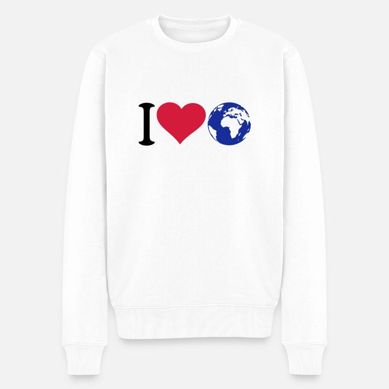 J'adore notre planète protection l'environnement - Pull Premium bio Homme - blanc
