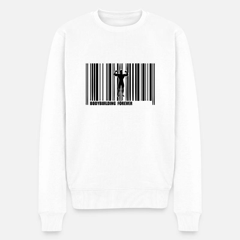 Barcode-Bodybuilding - Männer Premium Bio Pullover - Weiß