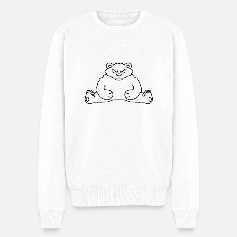 sitting_angry_bear - Männer Premium Bio Pullover - Weiß
