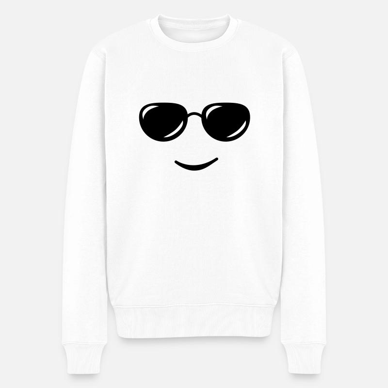 sunglasses smile reflection - Männer Premium Bio Pullover - Weiß