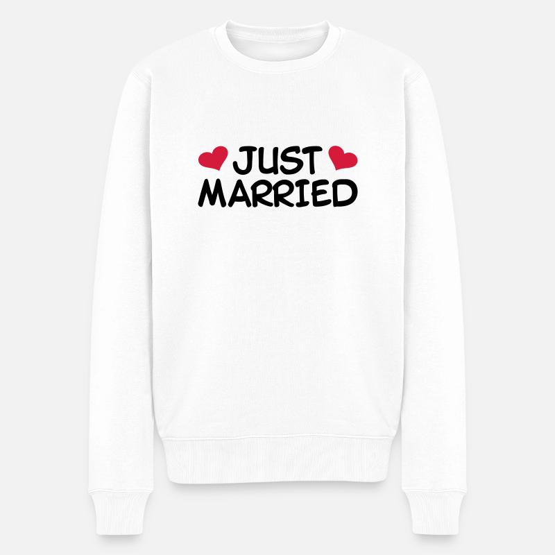 Just Married Mariage - Pull Premium bio Homme - blanc