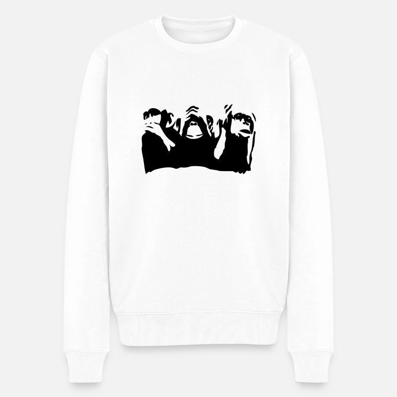 3_affen - Pull Premium bio Homme - blanc