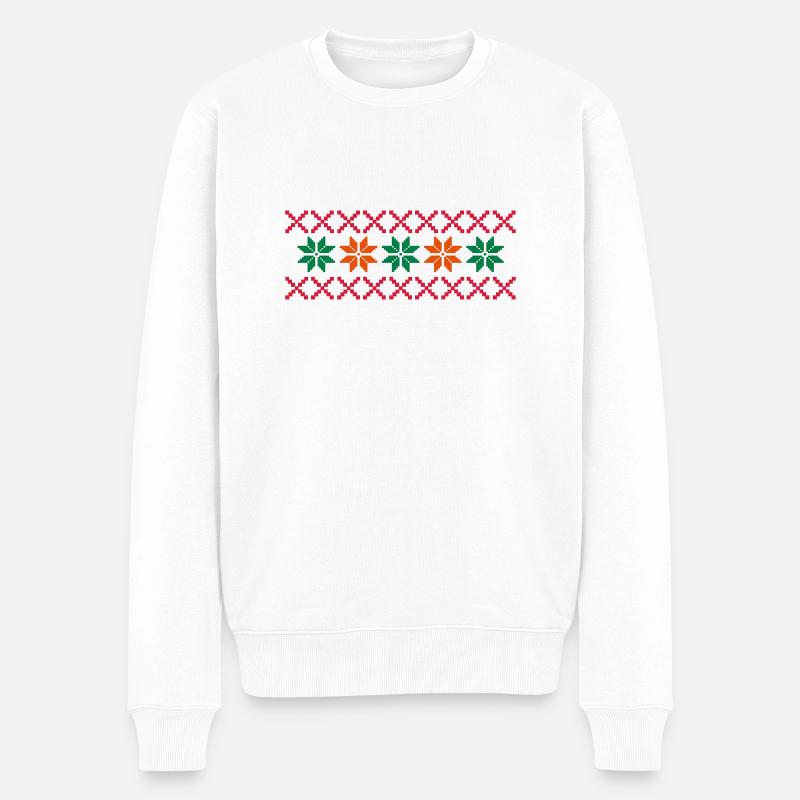 norwegen_muster_03 - Männer Premium Bio Pullover - Weiß