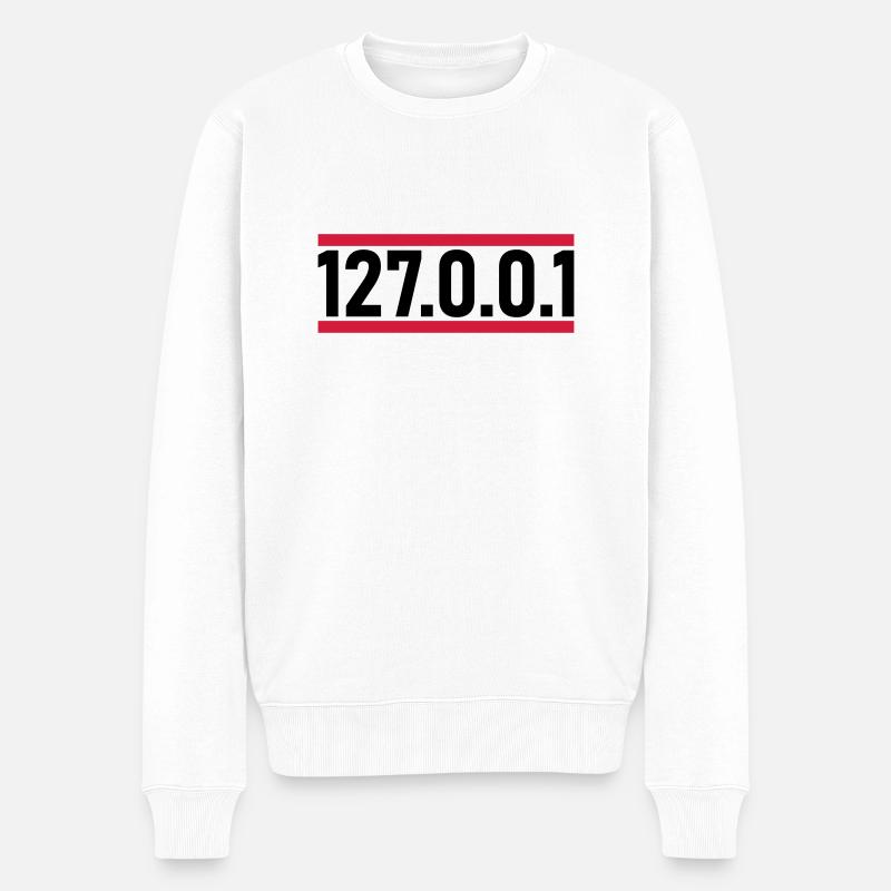 127 0 0 - Männer Premium Bio Pullover - Weiß