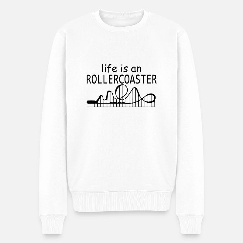Rollercoaster Achterbahn - Männer Premium Bio Pullover - Weiß