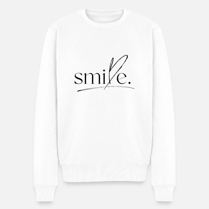 SMILE - Männer Premium Bio Pullover - Weiß