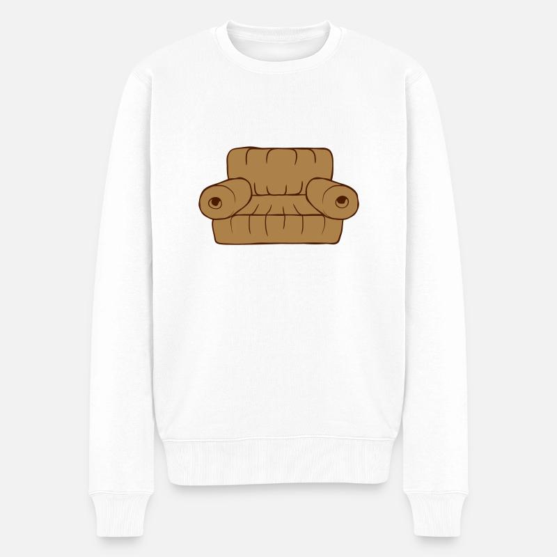 Sofa Couch Wohnzimmer Möbel - Männer Premium Bio Pullover - Weiß