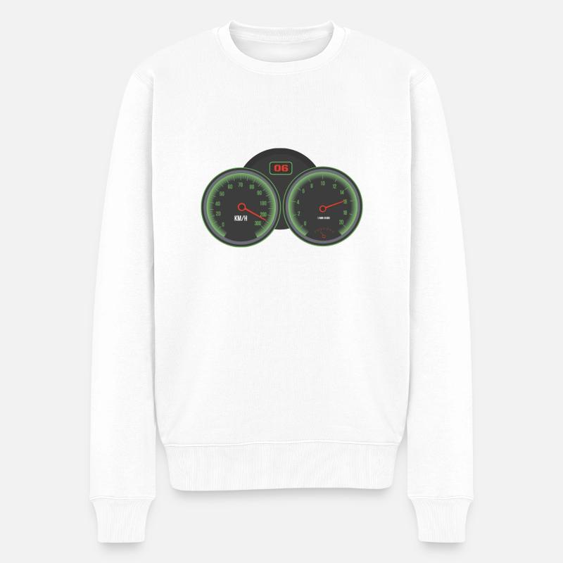 Motorrad Tachometer - Männer Premium Bio Pullover - Weiß
