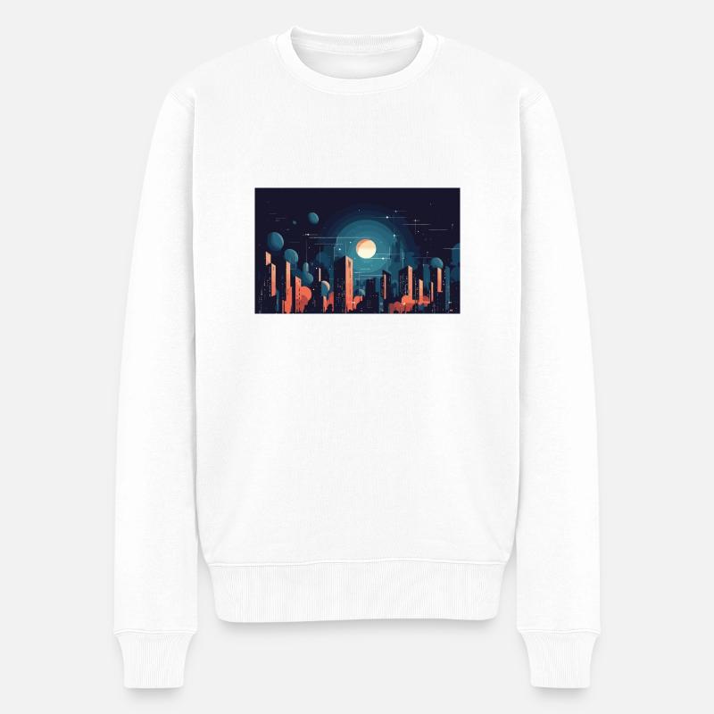 Nächtliche Stadt - Männer Premium Bio Pullover - Weiß