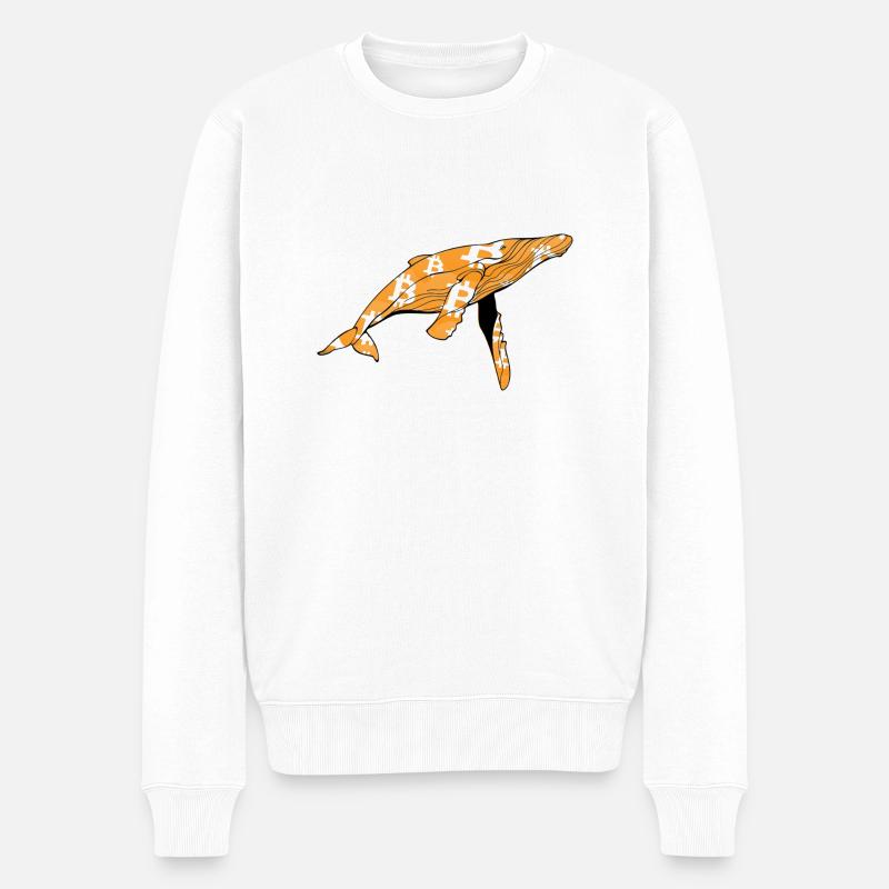 Bitcoin Baleine - Pull Premium bio Homme - blanc