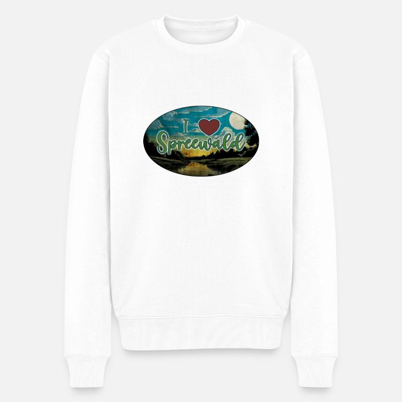 I Heart Spreewald grunge - Männer Premium Bio Pullover - Weiß