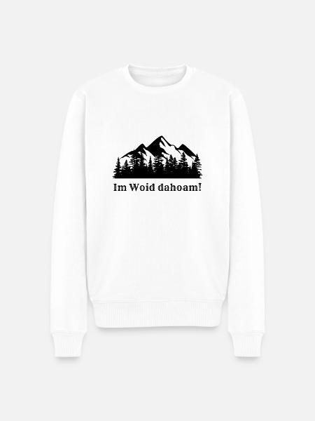 Im Woid dahoam! Bayerisch - Männer Premium Bio Pullover - Weiß