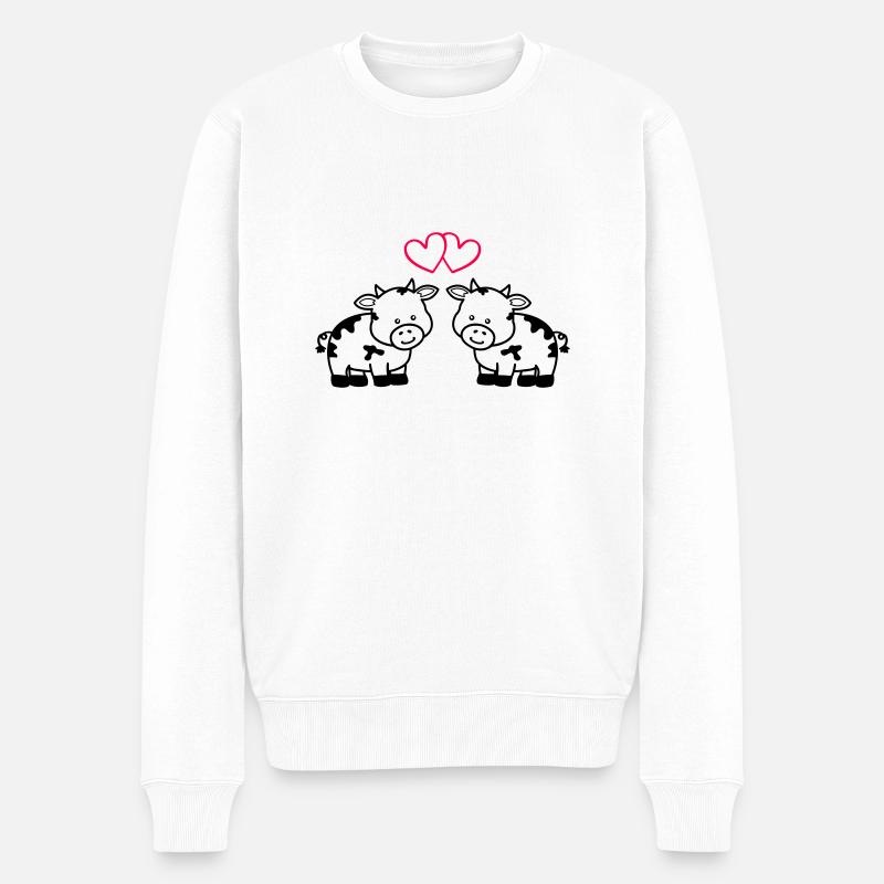 vaches amoureuses - Pull Premium bio Homme - blanc
