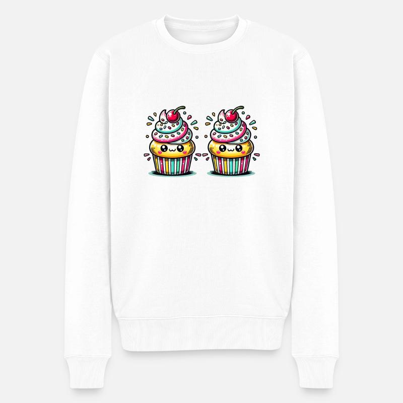 Cupcake Comic - Männer Premium Bio Pullover - Weiß