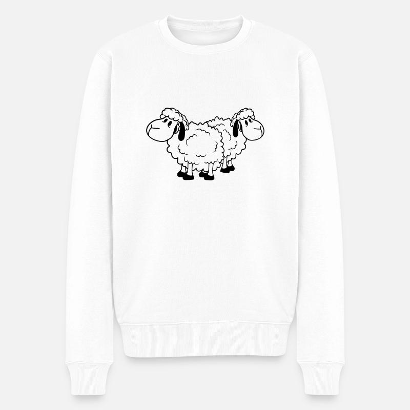 Zwei Schafe Freunde Team Crew Süß Klein Baby Lieb - Männer Premium Bio Pullover - Weiß