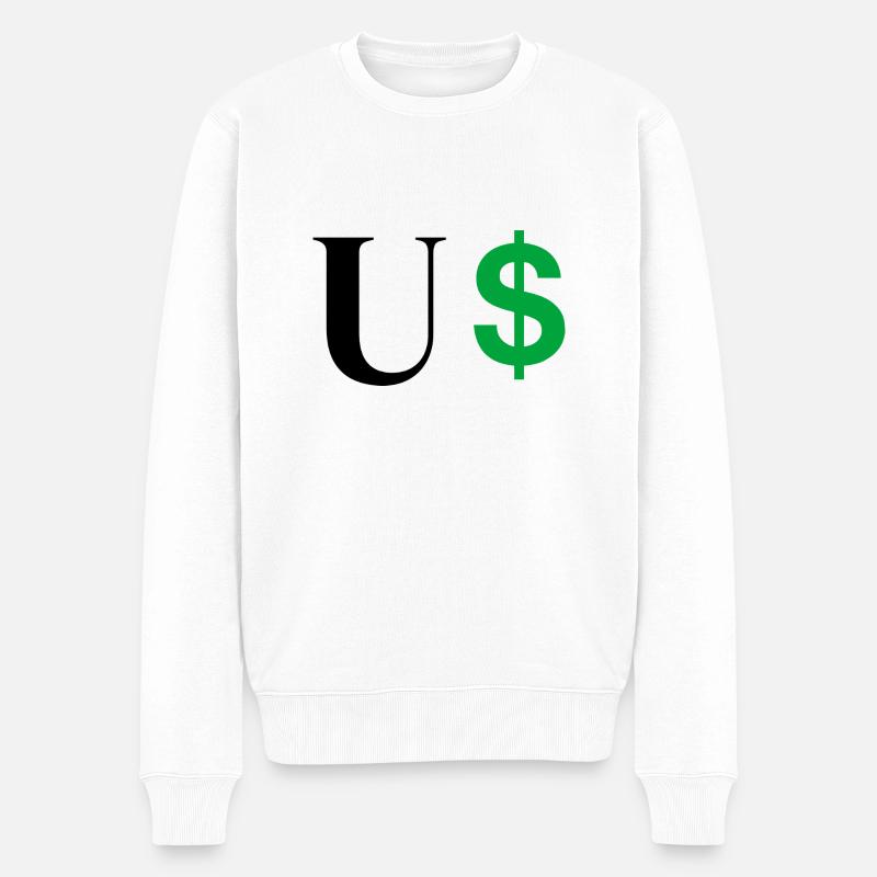 Buchstabe u Dollar - Männer Premium Bio Pullover - Weiß