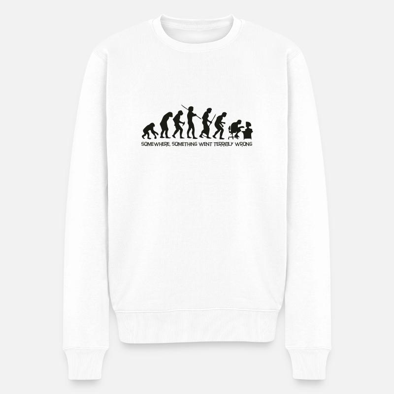 L évolution de l'homme - Pull Premium bio Homme - blanc