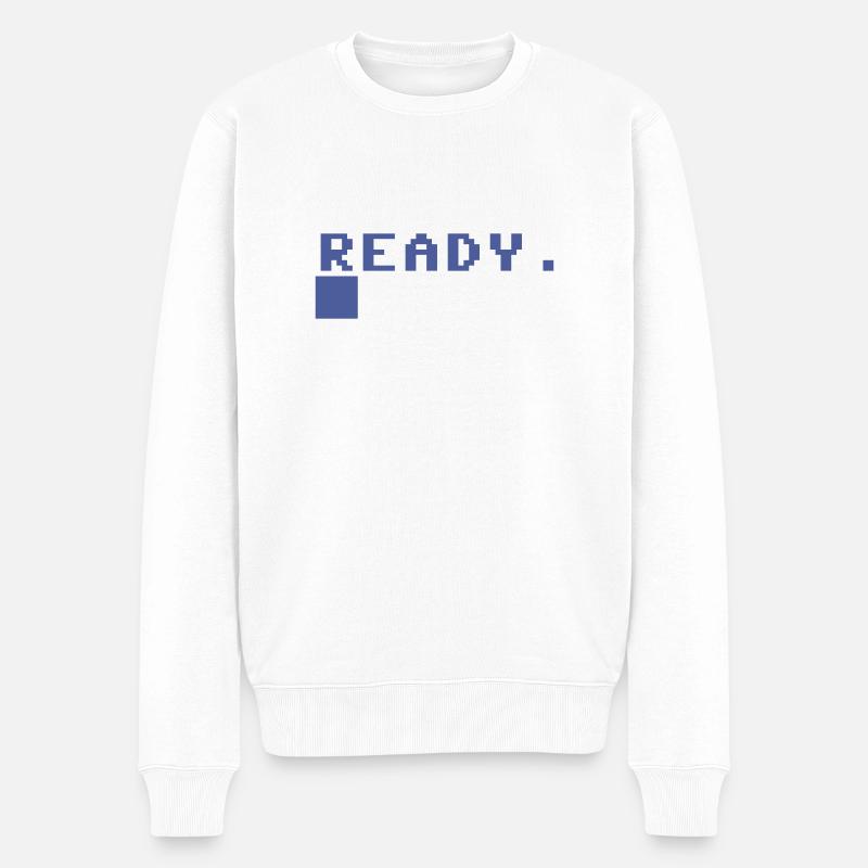READY. C64 Meldung - Männer Premium Bio Pullover - Weiß