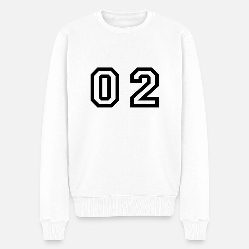 Nummer - 02 - null zwei - Männer Premium Bio Pullover - Weiß