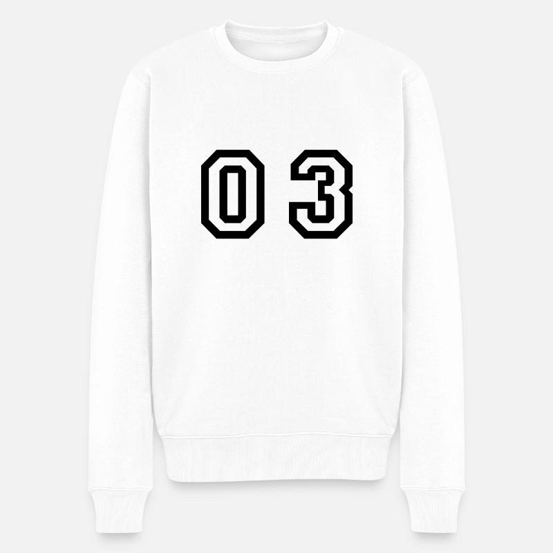 Nummer - 03 - null drei - Männer Premium Bio Pullover - Weiß