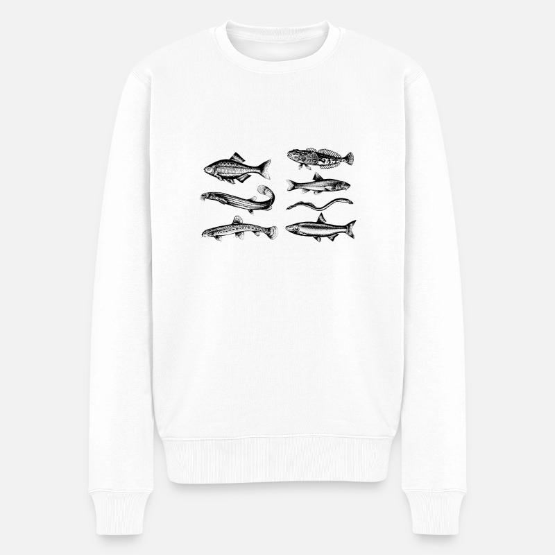Fische - Männer Premium Bio Pullover - Weiß