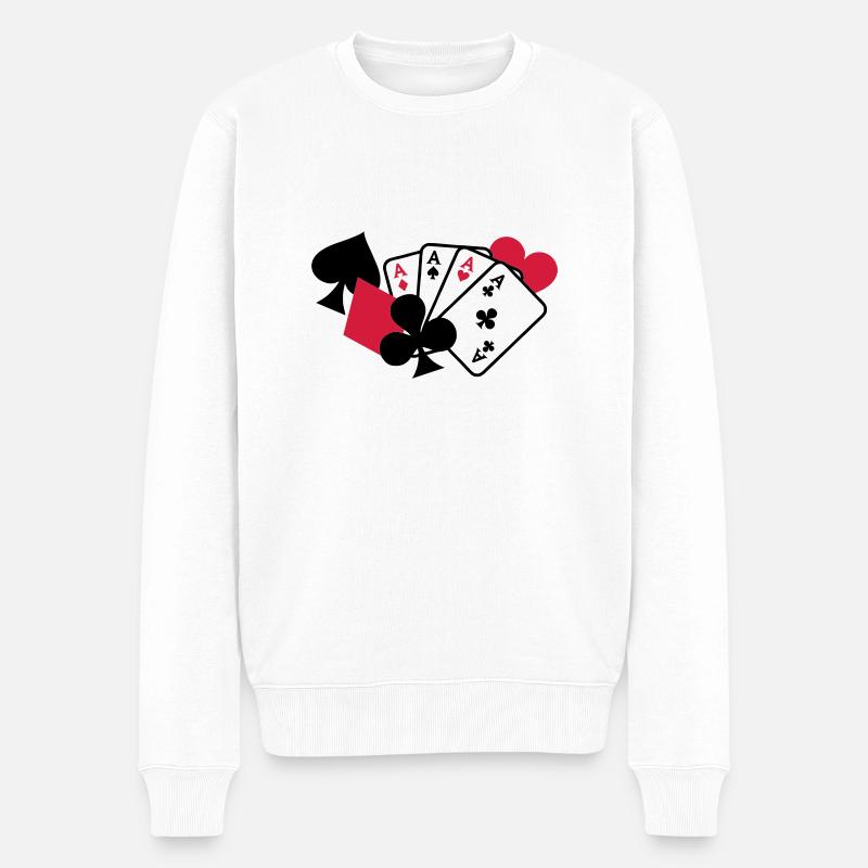 Poker - Männer Premium Bio Pullover - Weiß