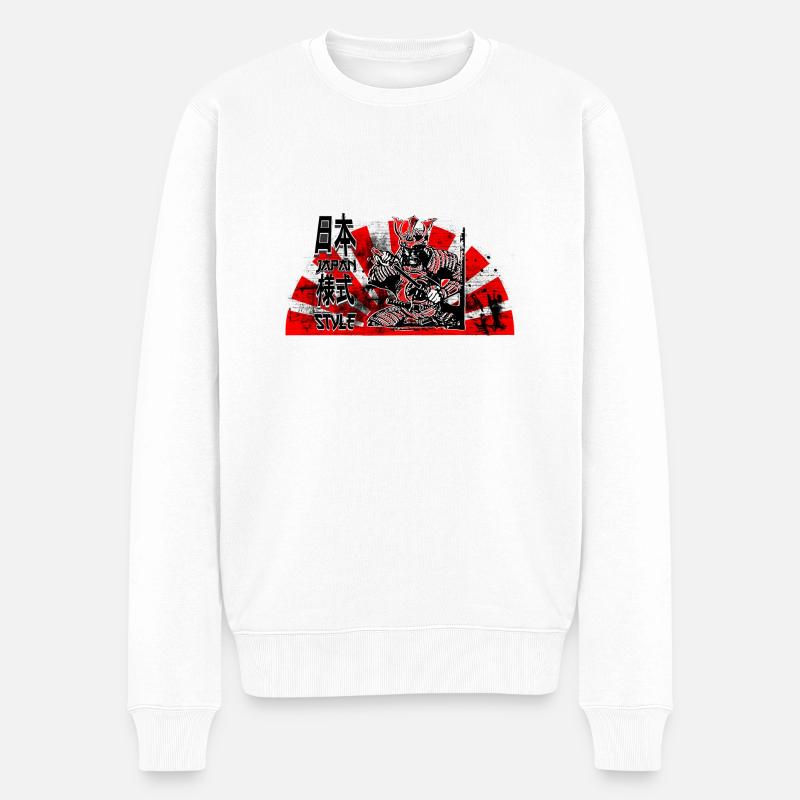 Samurai Japan Style - Männer Premium Bio Pullover - Weiß