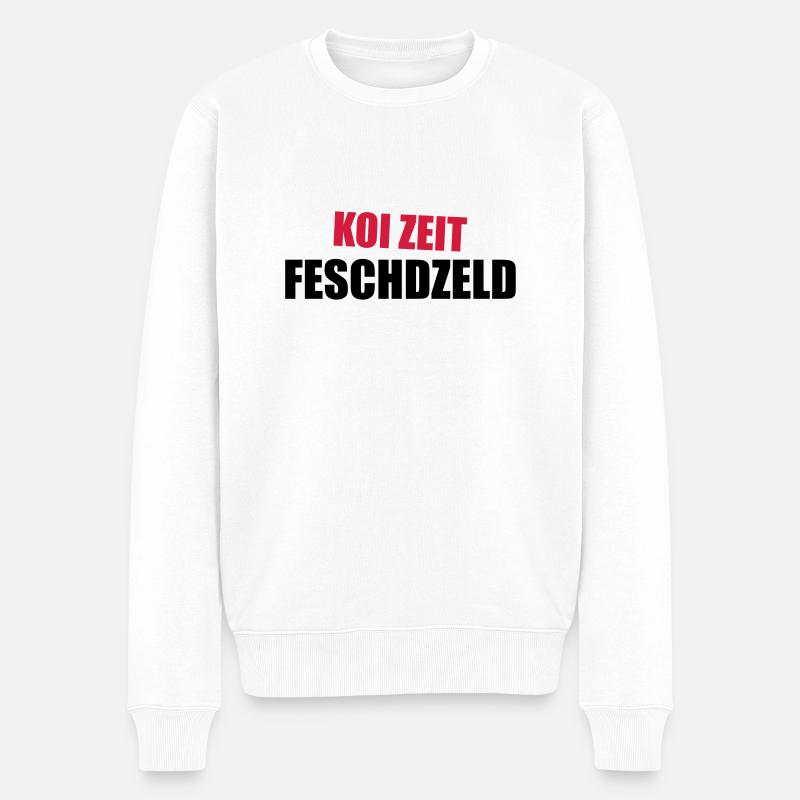 Koi Zeit Feschdzeld - Männer Premium Bio Pullover - Weiß