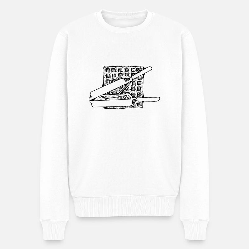 belgian waffles belgische waffeln breakfast5 - Männer Premium Bio Pullover - Weiß