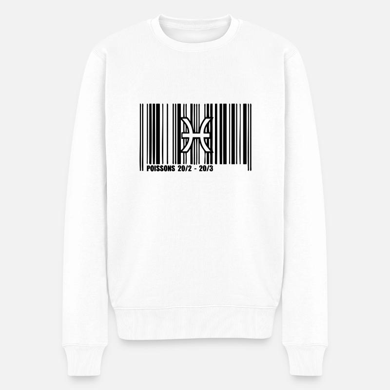 Sternzeichen Fische Barcode - Männer Premium Bio Pullover - Weiß