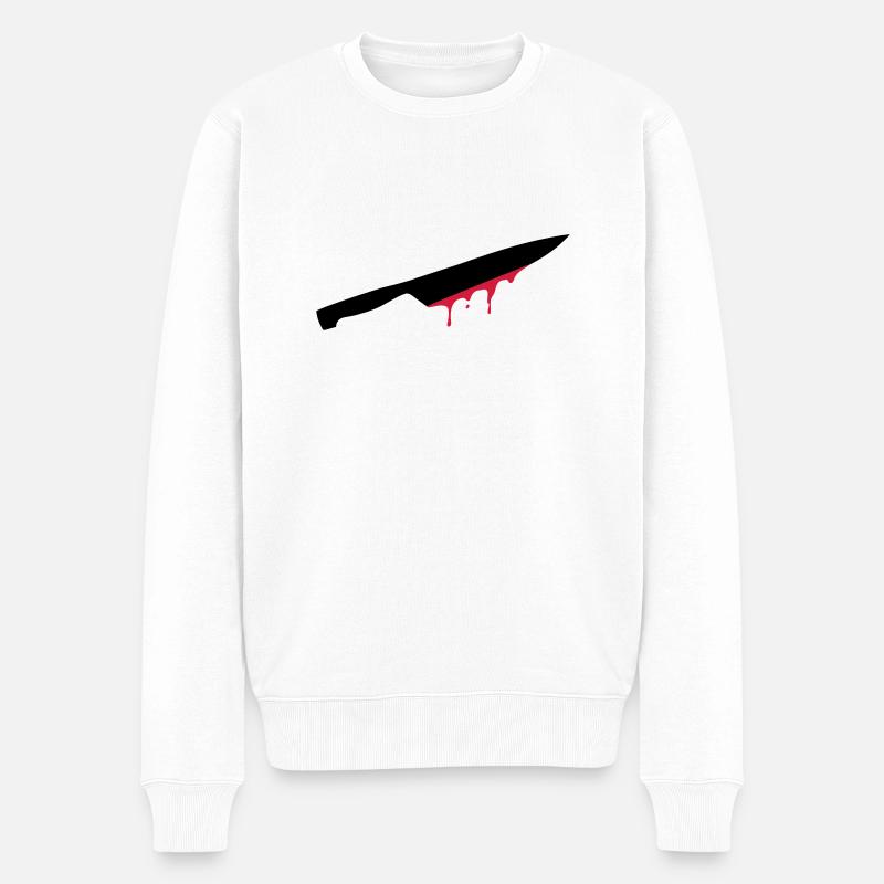 messer, klinge, blut, - Männer Premium Bio Pullover - Weiß