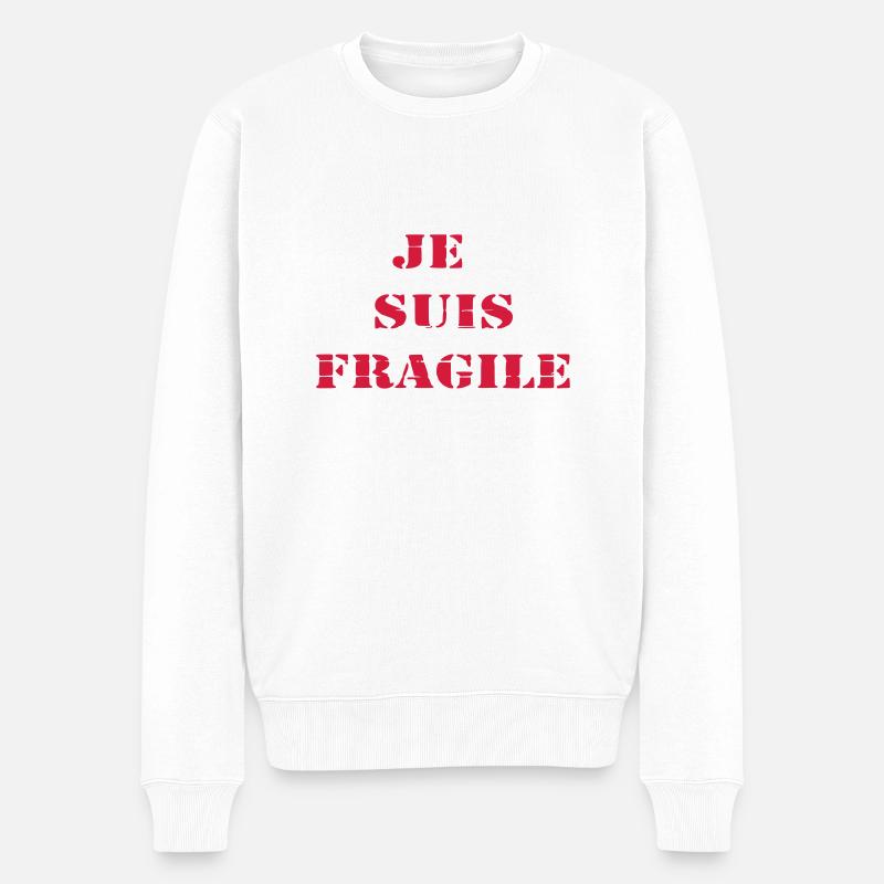 fragile - Pull Premium bio Homme - blanc