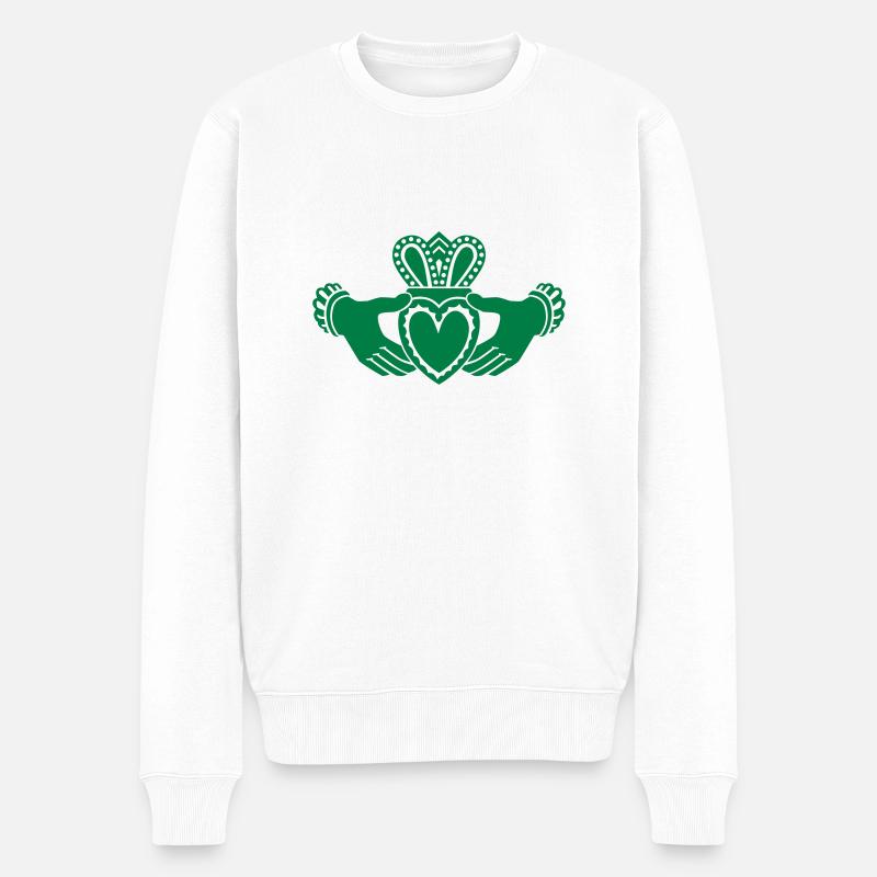 Claddagh - Männer Premium Bio Pullover - Weiß