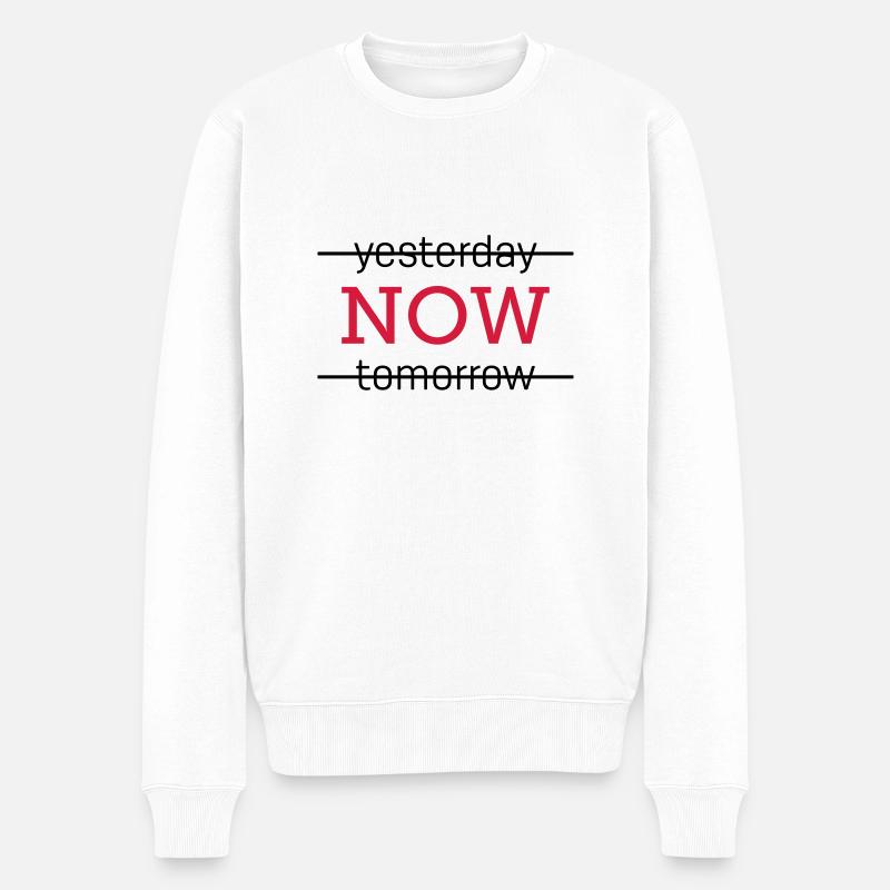 yesterday NOW tomorrow - Männer Premium Bio Pullover - Weiß