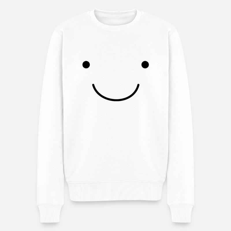 Nettes Emoji lächelndes Gesicht - Männer Premium Bio Pullover - Weiß