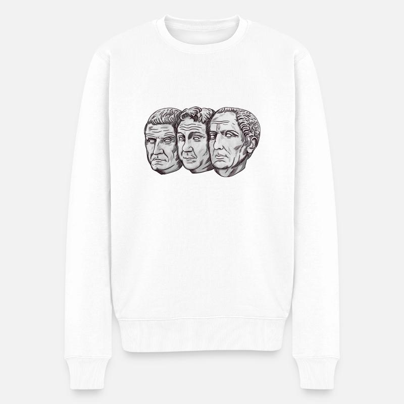 Triumvirat Cäsar Pompeius Crassus - Männer Premium Bio Pullover - Weiß