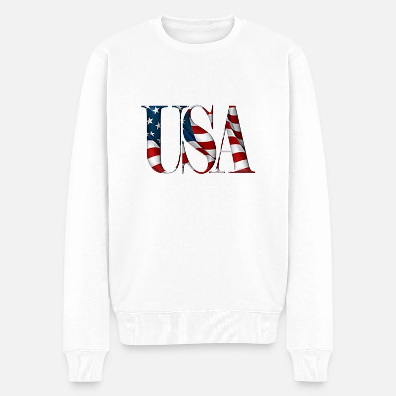 USA-Text - Männer Premium Bio Pullover - Weiß