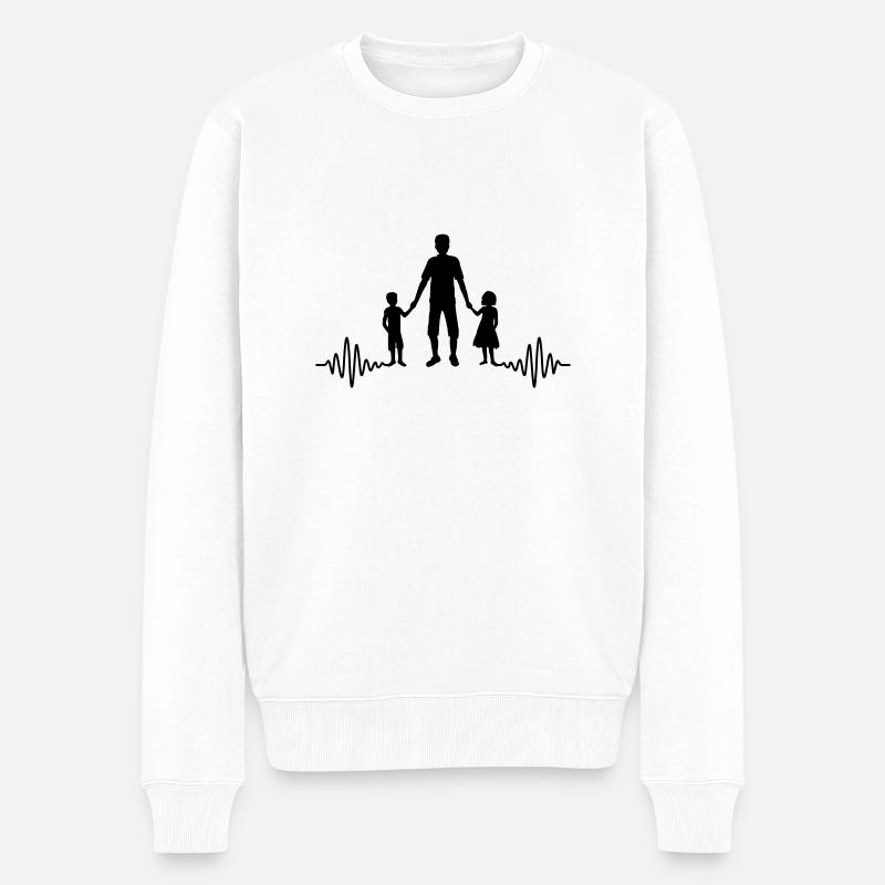 Heartbeat 2 Enfants Papa - Pull Premium bio Homme - blanc
