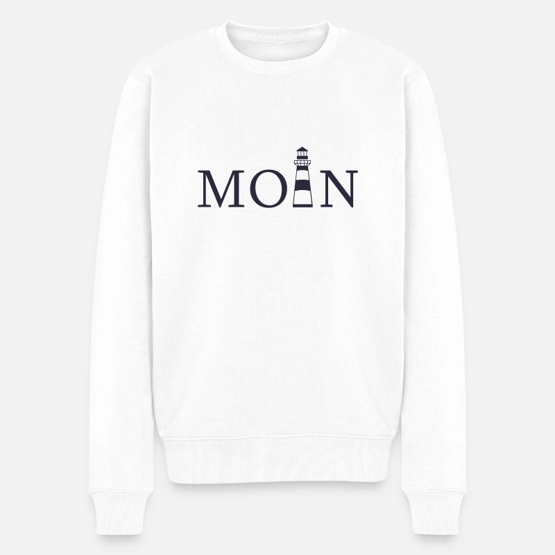 Moin Leuchtturm - Männer Premium Bio Pullover - Weiß