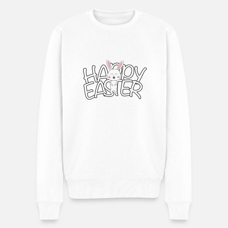 Happy Easter Frohe Ostern - Männer Premium Bio Pullover - Weiß
