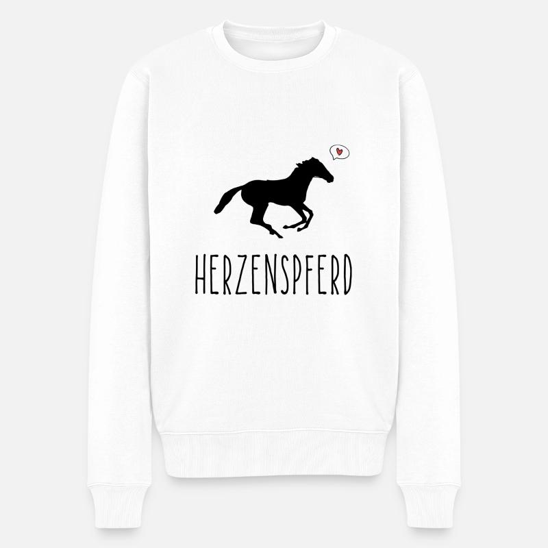 Pferdesprüche Pferdekopf Reiterin Reitsprüche - Männer Premium Bio Pullover - Weiß