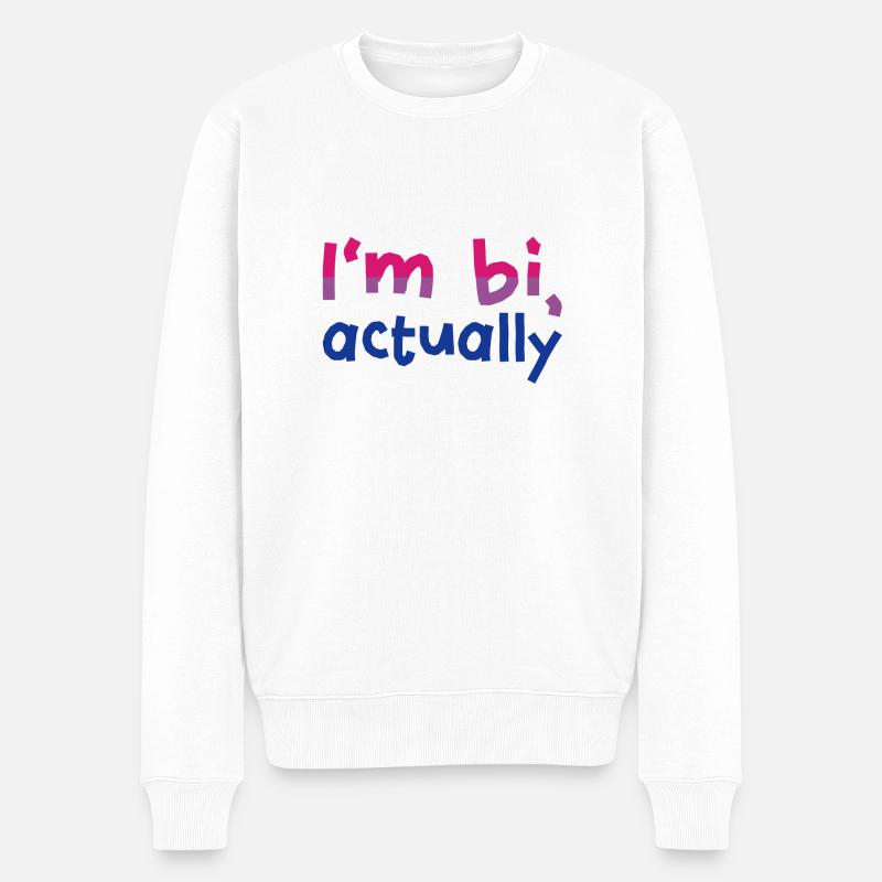 I'm bi, actually - Männer Premium Bio Pullover - Weiß