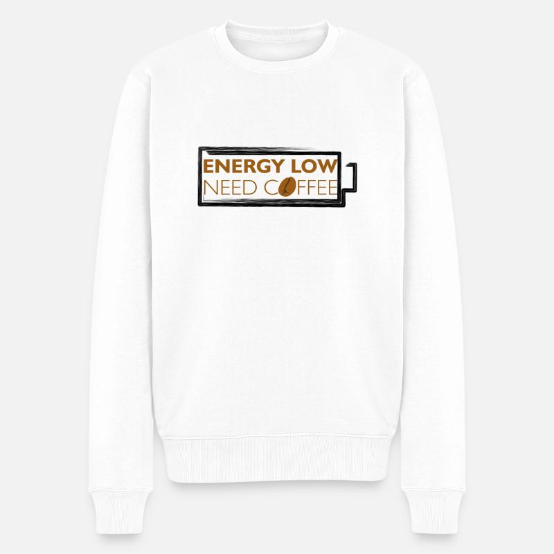 energy low need coffee batterie - Männer Premium Bio Pullover - Weiß