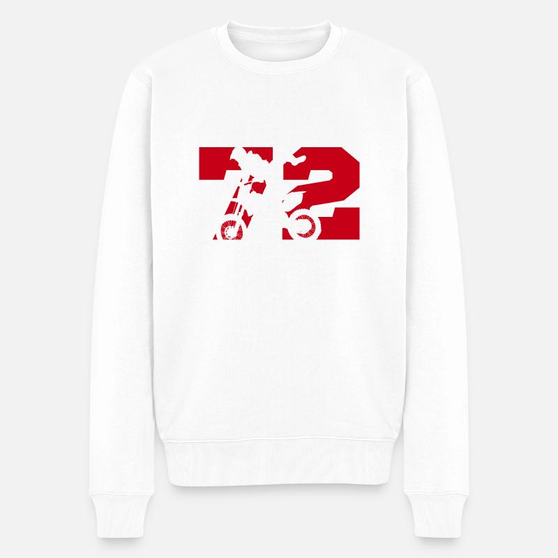 Moto 72 motard - Pull Premium bio Homme - blanc
