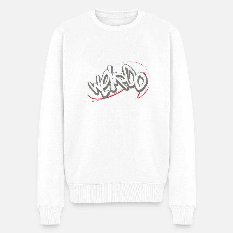Weirdo - Männer Premium Bio Pullover - Weiß